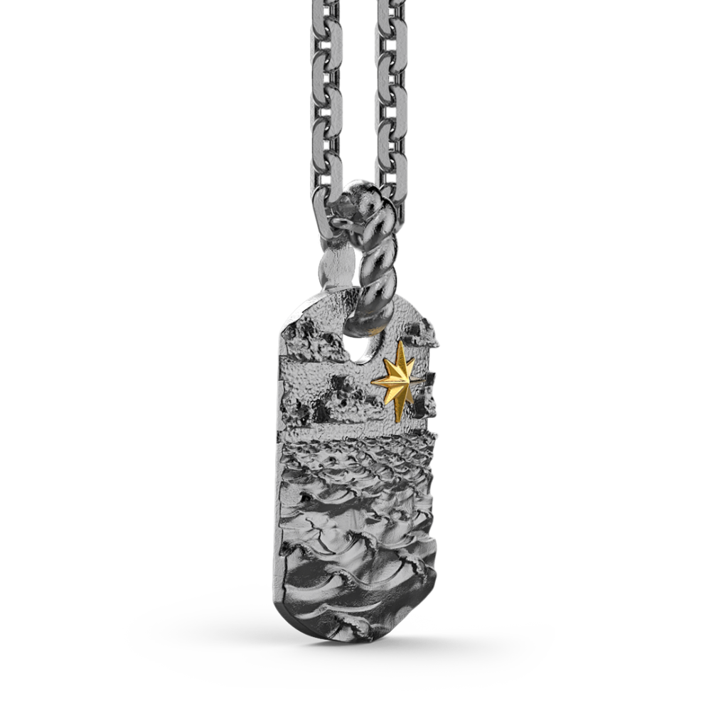 Zancan Collana Zancan In Argento Brunito Con Pendente Raffigurante Le Onde Del Mare