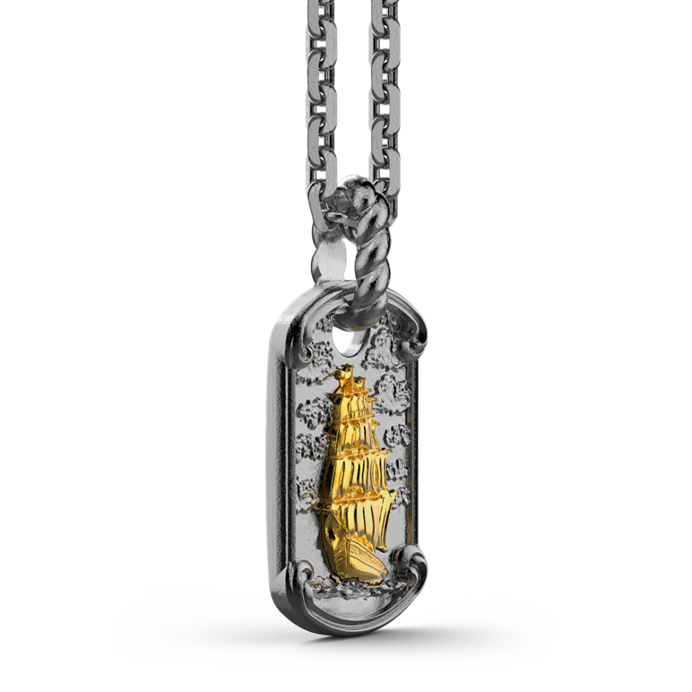 Zancan Collana Zancan In Argento Brunito Con Veliero