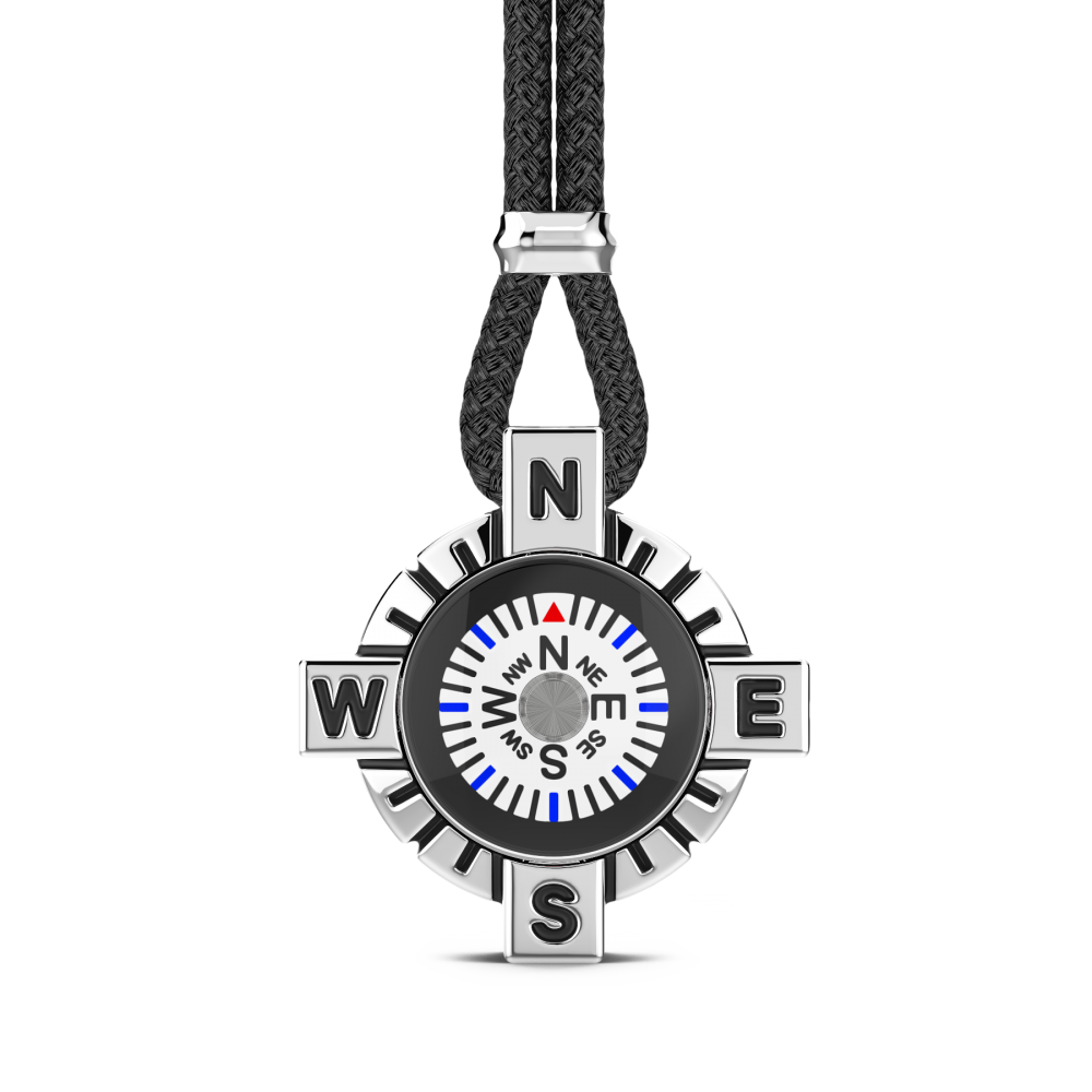 Zancan Collana Zancan in argento con bussola bianca