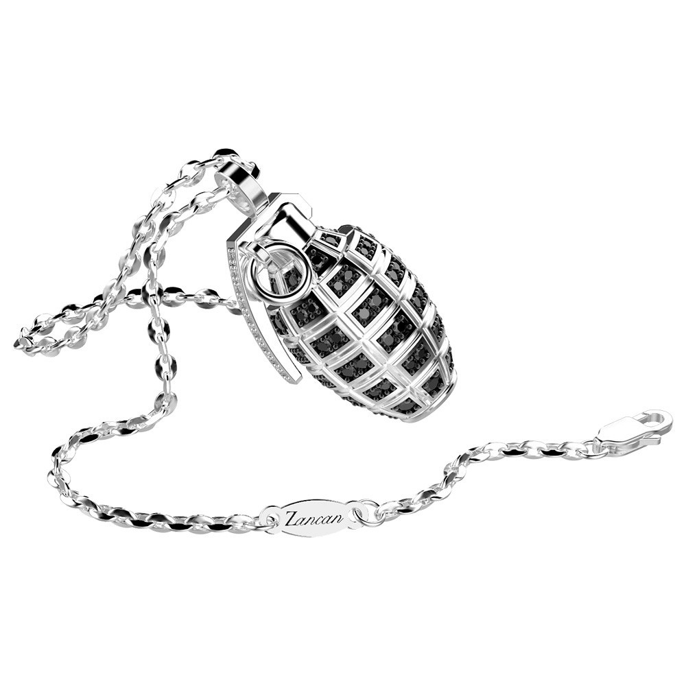 Zancan Collana Zancan In Argento Con Granata E Pietre Nere