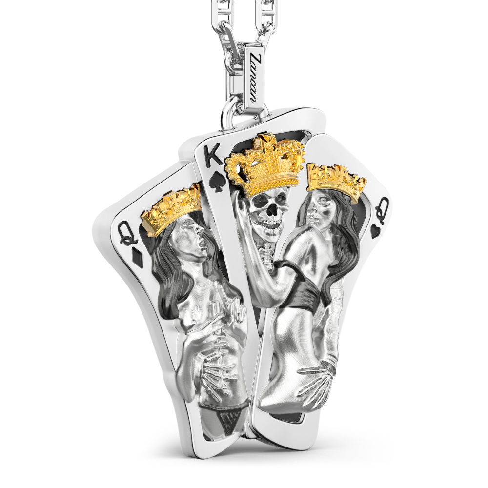 Zancan Collana Zancan In Argento Con Pendente A Carte Da Gioco