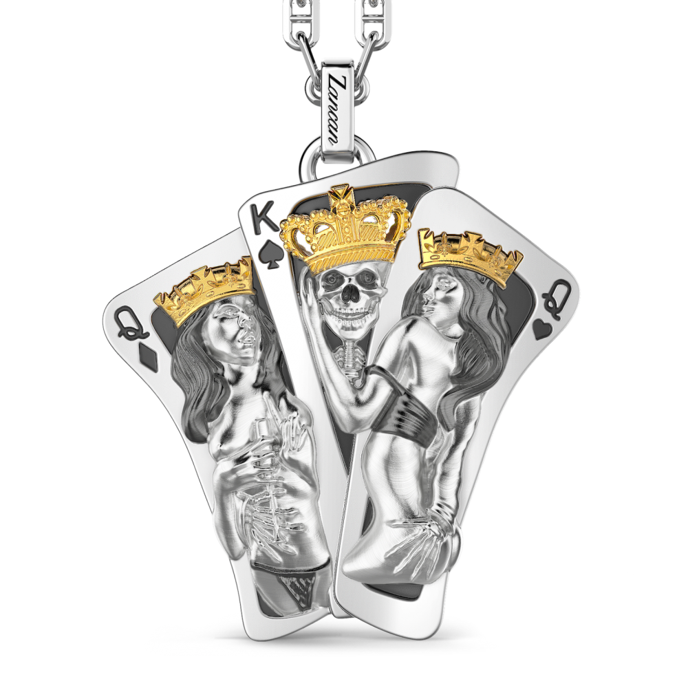 Zancan Collana Zancan in argento con pendente a carte da gioco