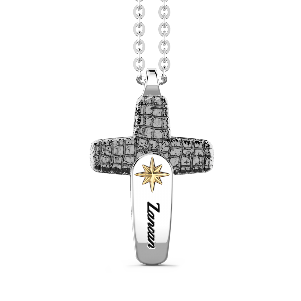Zancan Collana Zancan in argento con pendente a croce ad effetto pelle