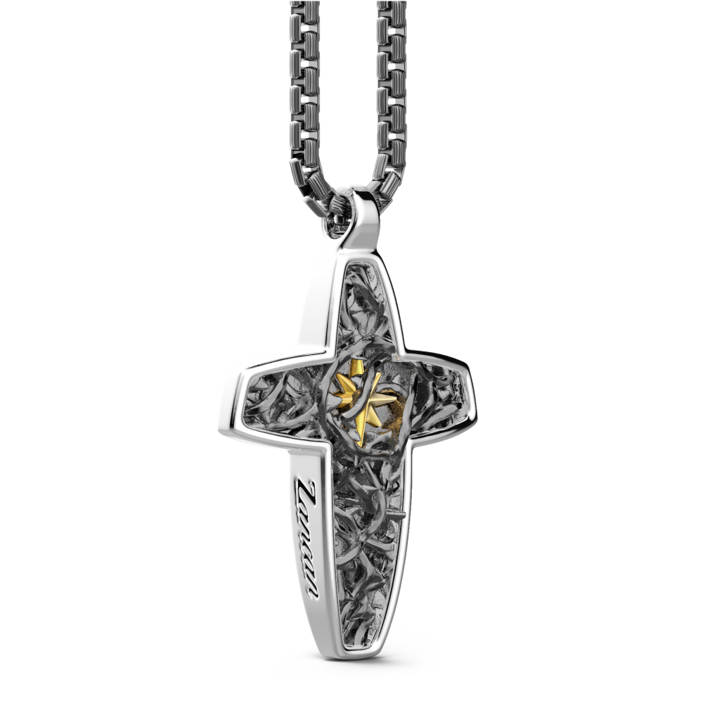 Zancan Collana Zancan In Argento Con Pendente A Croce Con Filo Spinato
