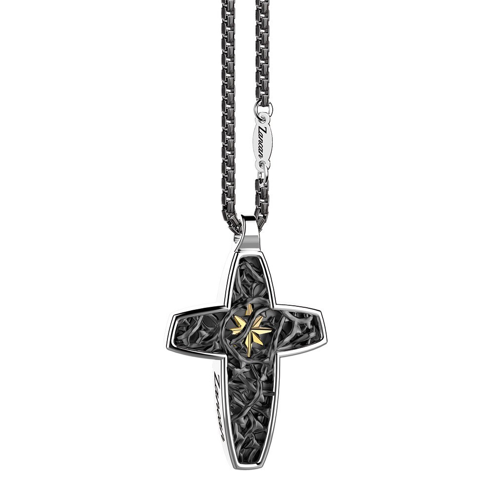 Zancan Collana Zancan In Argento Con Pendente A Croce Con Filo Spinato