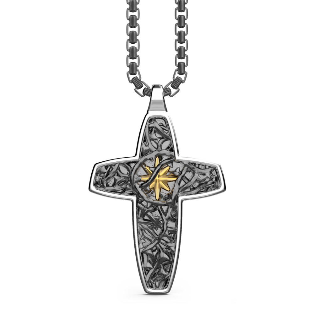 Zancan Collana Zancan in argento con pendente a croce con filo spinato