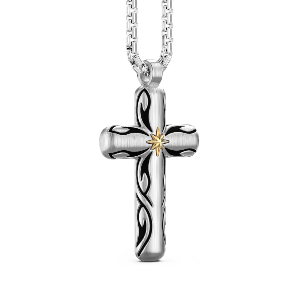 Zancan Collana Zancan In Argento Con Pendente A Croce E Motivo Tribale