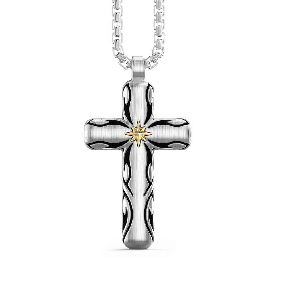 Zancan Collana Zancan in argento con pendente a croce e motivo tribale