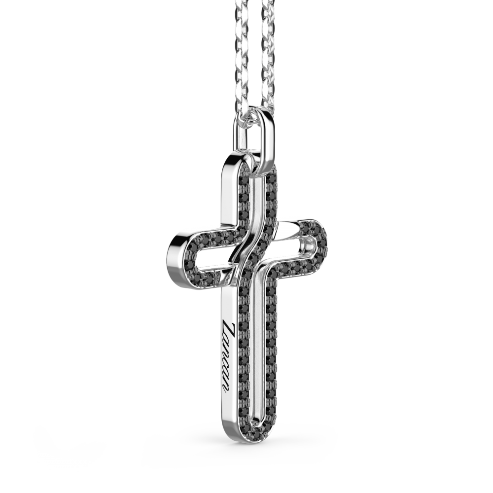 Zancan Collana Zancan In Argento Con Pendente A Croce E Pietre Nere
