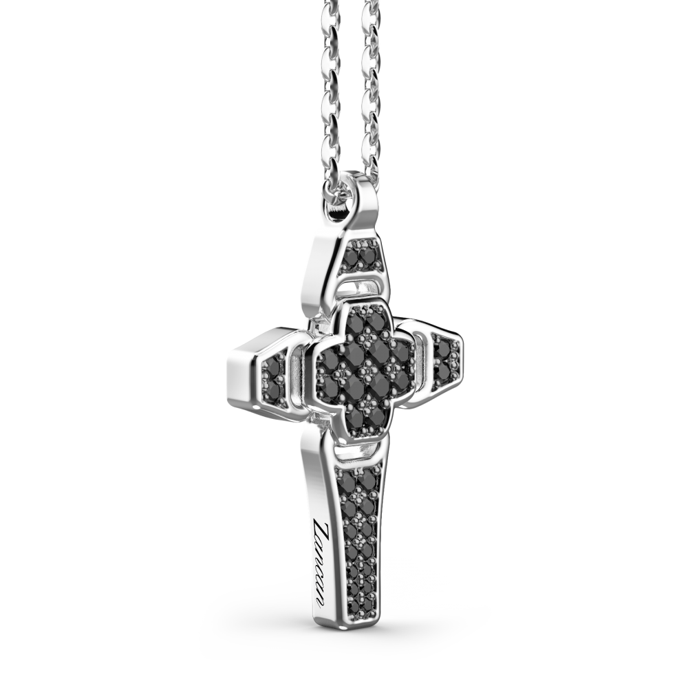 Zancan Collana Zancan In Argento Con Pendente A Croce E Pietre Nere
