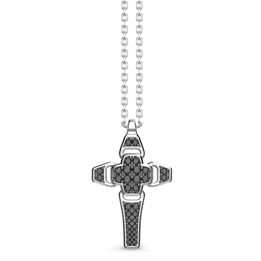 Zancan Collana Zancan In Argento Con Pendente A Croce E Pietre Nere