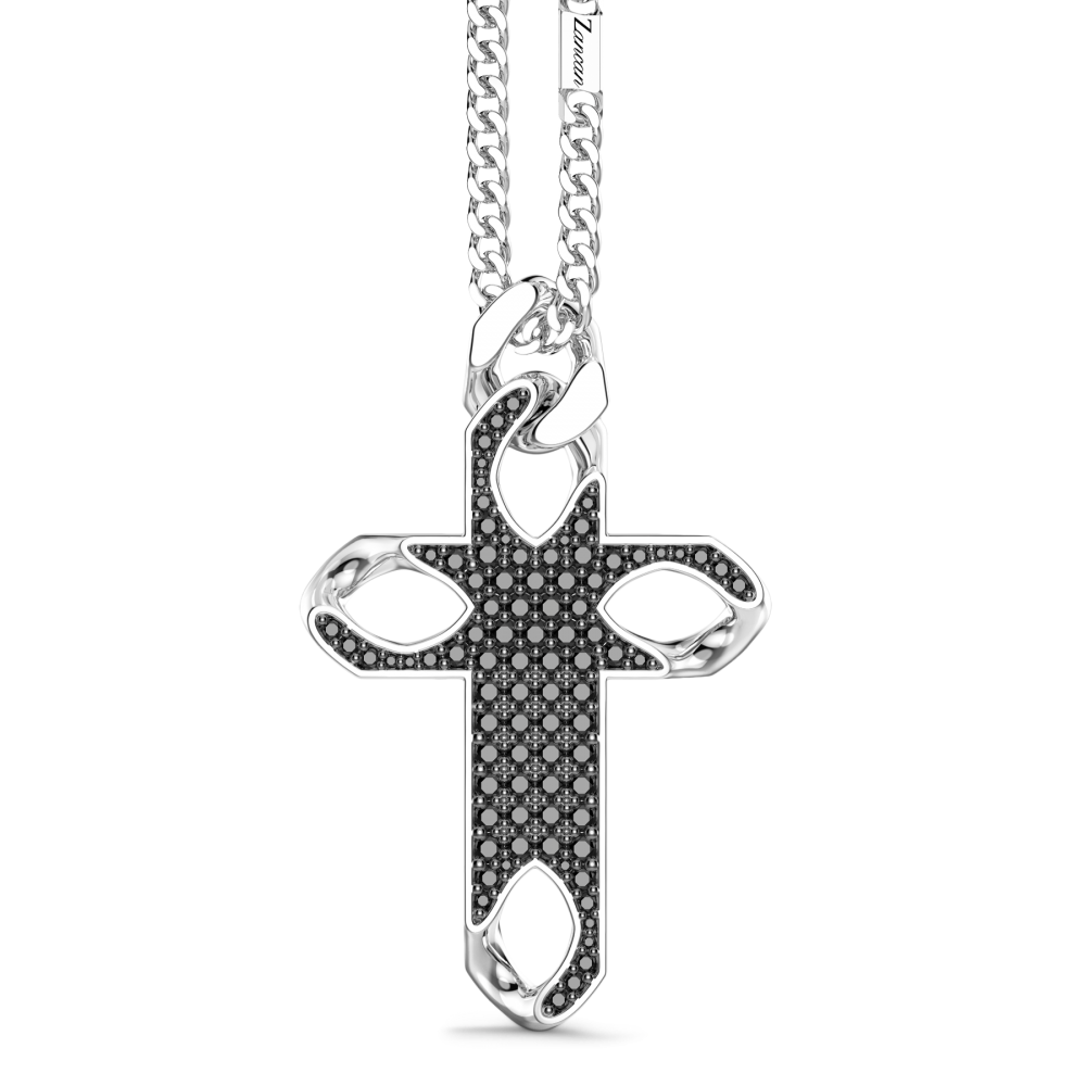 Zancan Collana Zancan in argento con pendente a croce e pietre