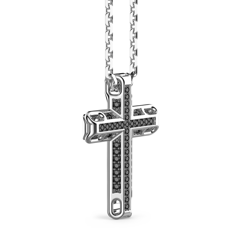 Zancan Collana Zancan In Argento Con Pendente A Croce E Pietre Nere