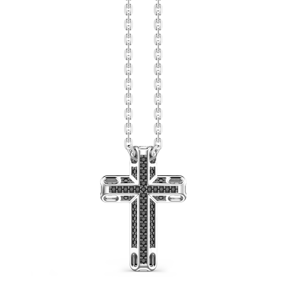Zancan Collana Zancan In Argento Con Pendente A Croce E Pietre Nere