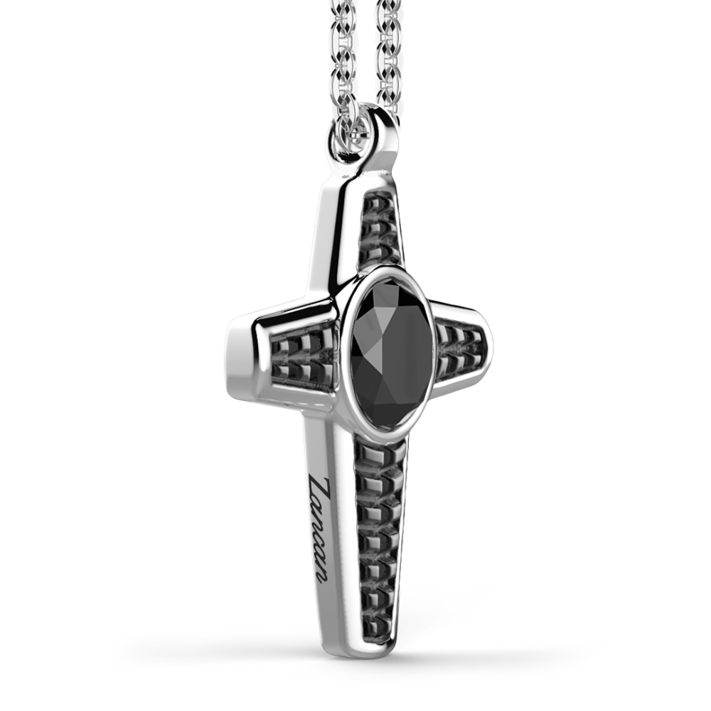 Zancan Collana Zancan In Argento Con Pendente A Croce E Pietra Nera