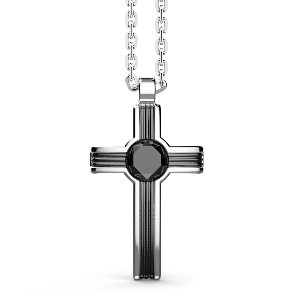 Zancan Collana Zancan in argento con pendente a croce e pietra onice