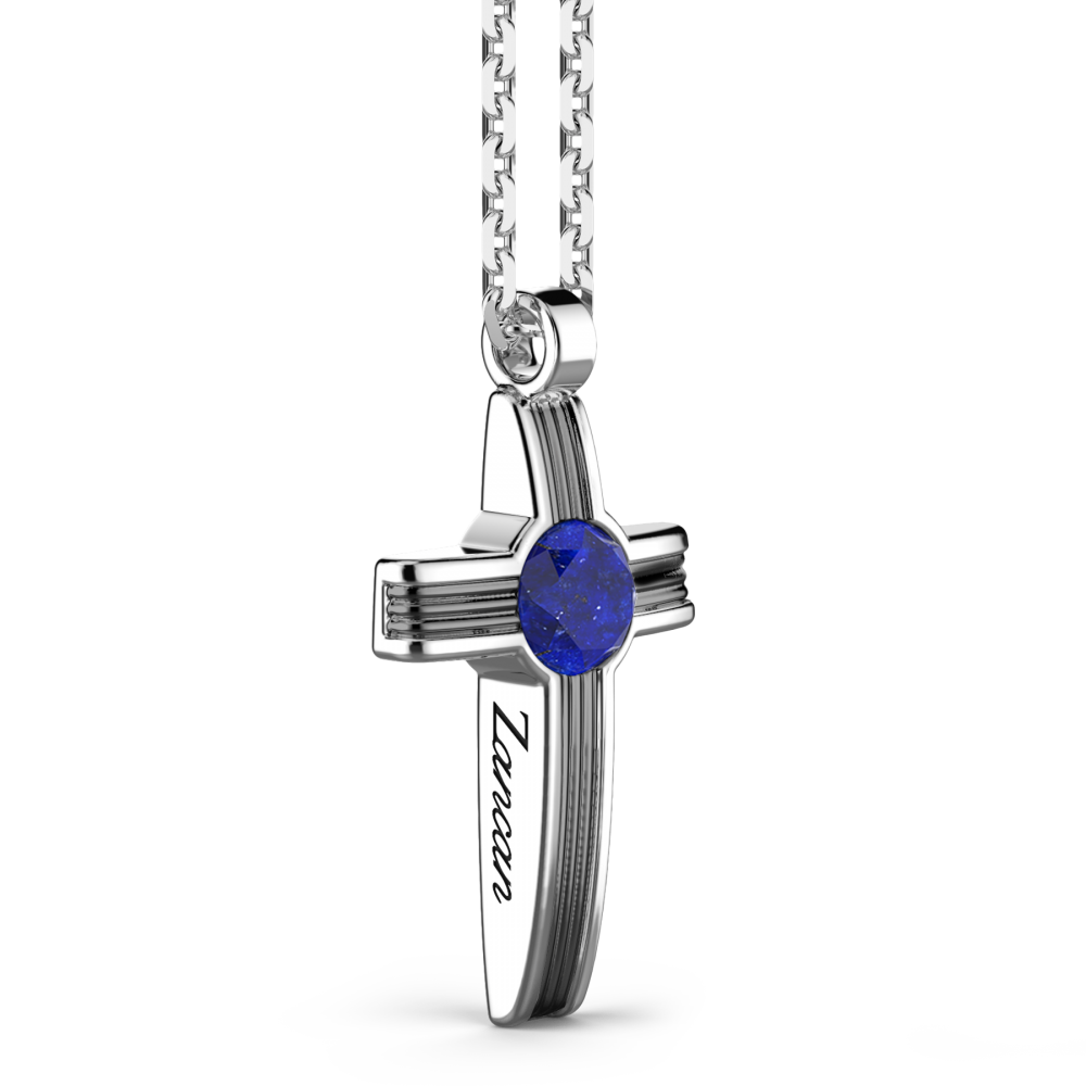 Zancan Collana Zancan In Argento Con Pendente A Croce E Pietra Lapis