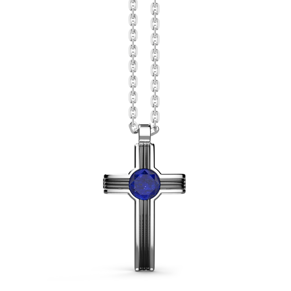Zancan Collana Zancan In Argento Con Pendente A Croce E Pietra Lapis