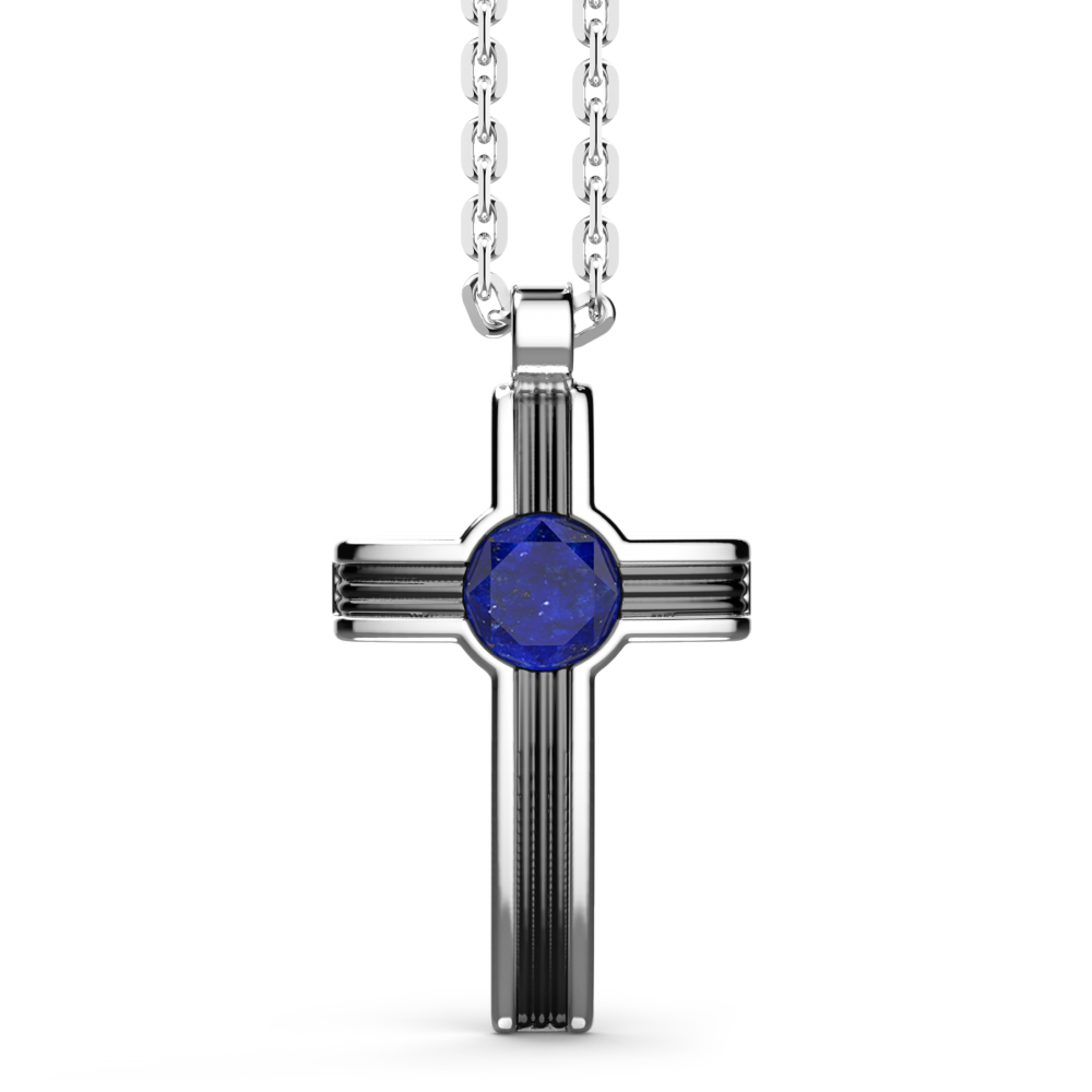 Zancan Collana Zancan in argento con pendente a croce e pietra lapis
