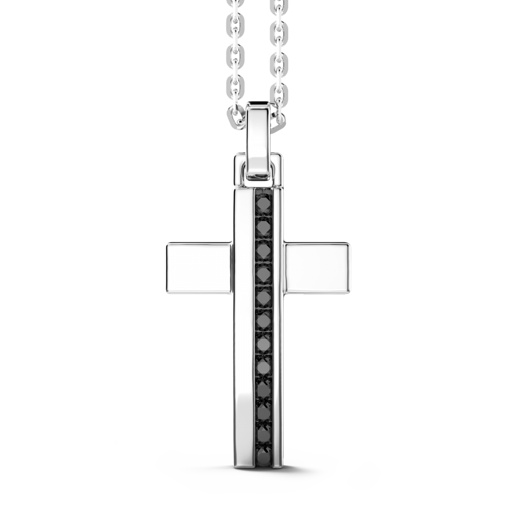 Zancan Collana Zancan in argento con pendente a croce e pietre nere