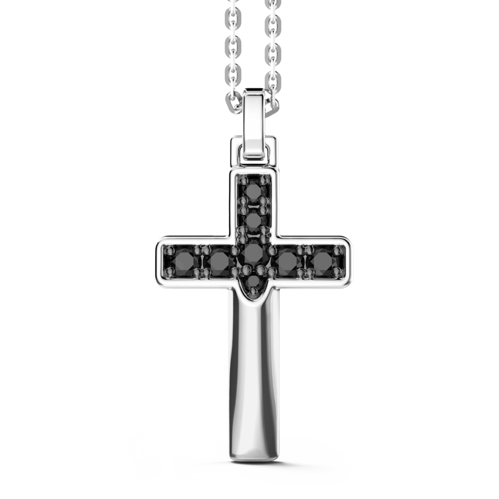 Zancan Collana Zancan in argento con pendente a croce e pietre nere