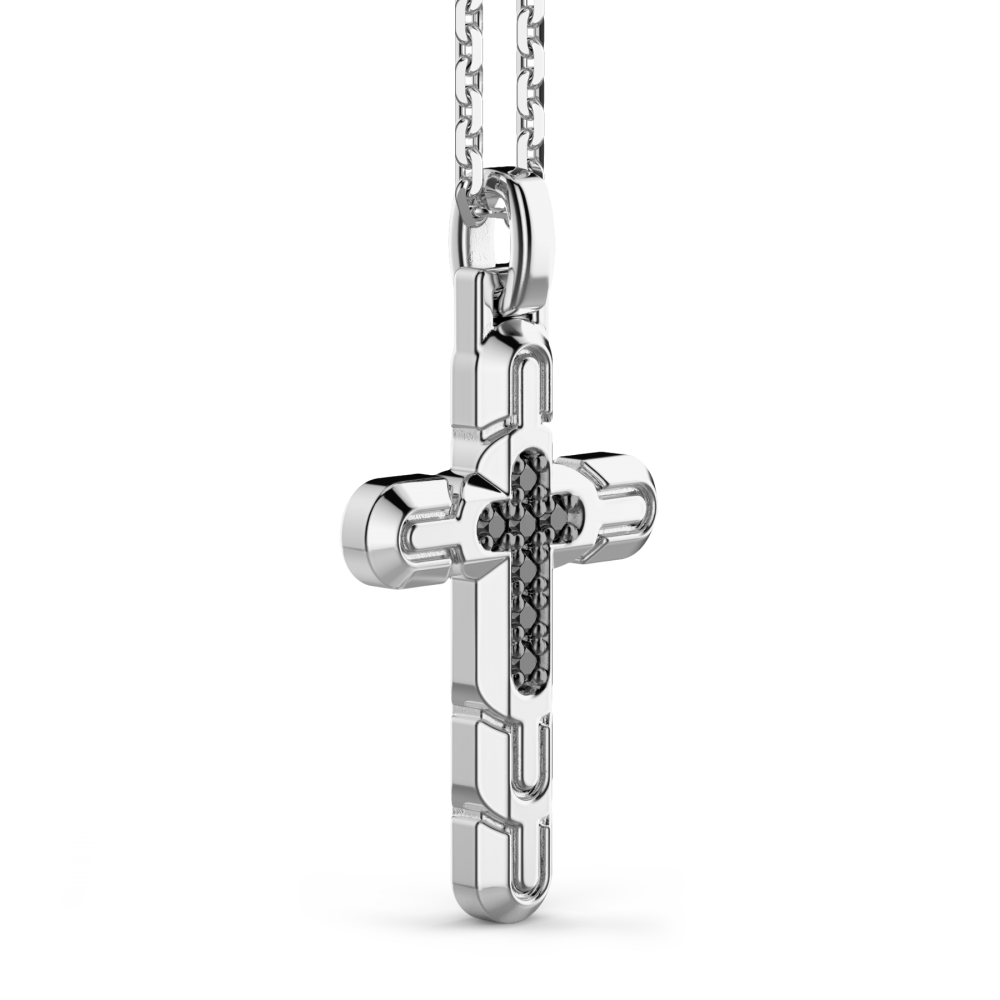 Zancan Collana Zancan In Argento Con Pendente A Croce E Pietre Nere