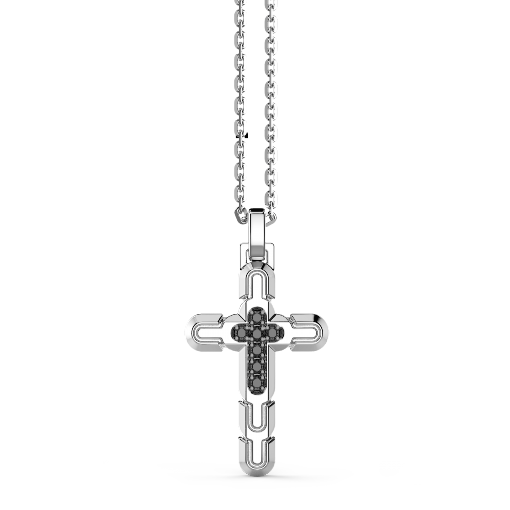 Zancan Collana Zancan In Argento Con Pendente A Croce E Pietre Nere