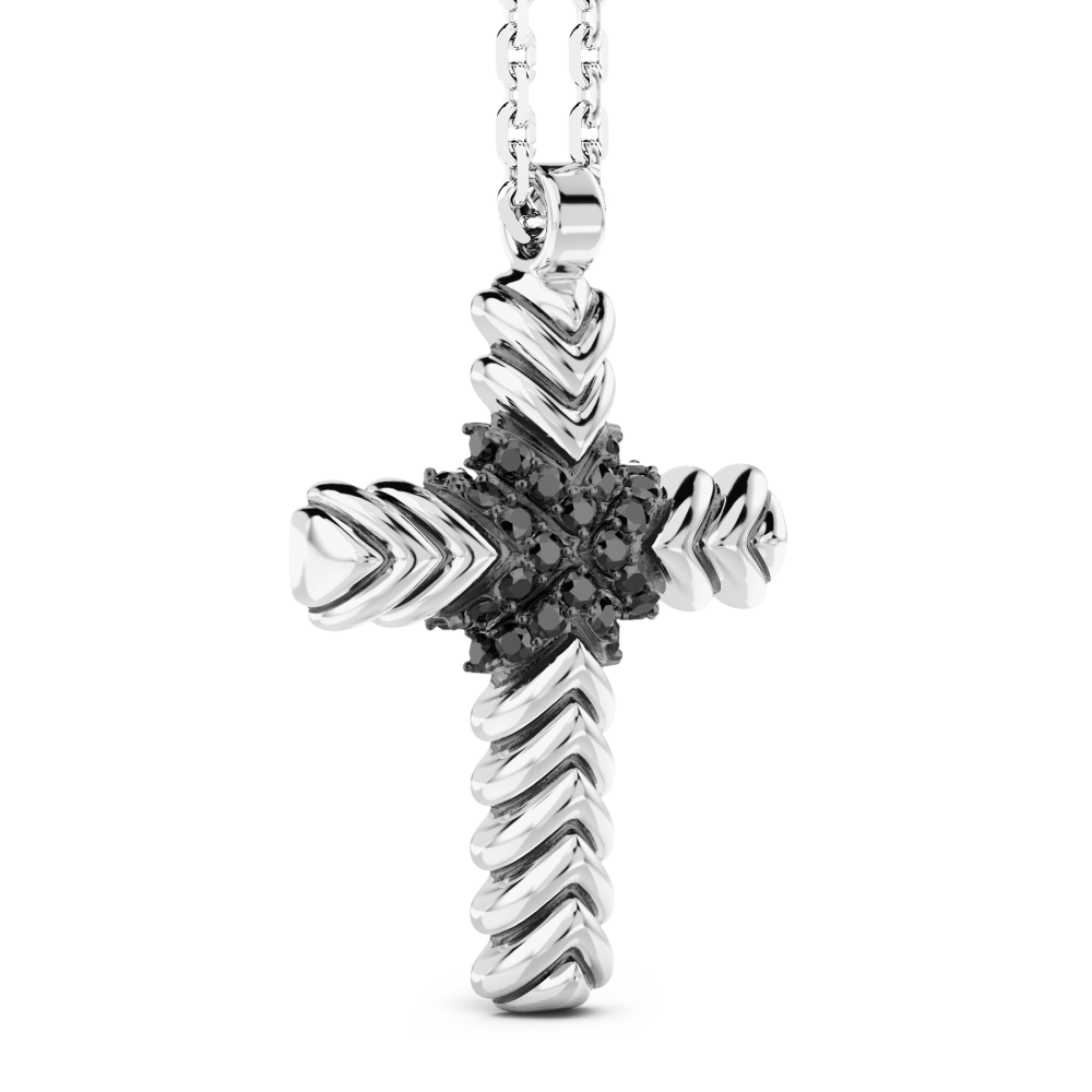 Zancan Collana Zancan In Argento Con Pendente A Croce E Pietre Nere