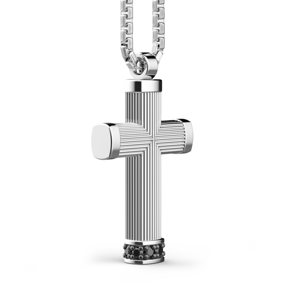 Zancan Collana Zancan In Argento Con Pendente A Croce E Pietre Nere