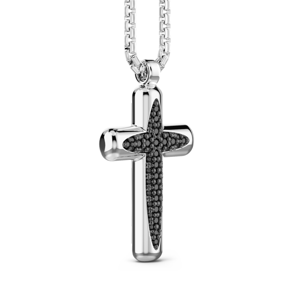 Zancan Collana Zancan In Argento Con Pendente A Croce E Pietre Nere