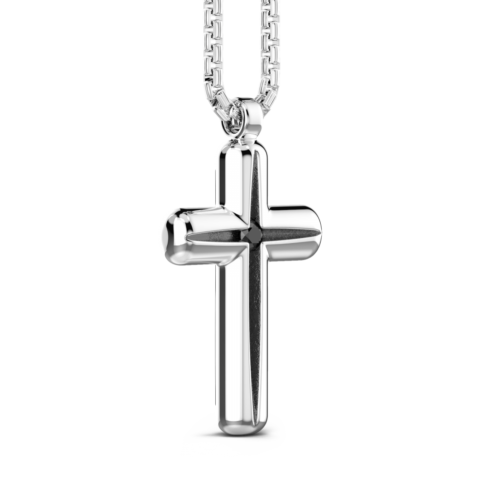 Zancan Collana Zancan In Argento Con Pendente A Croce E Pietra Nera