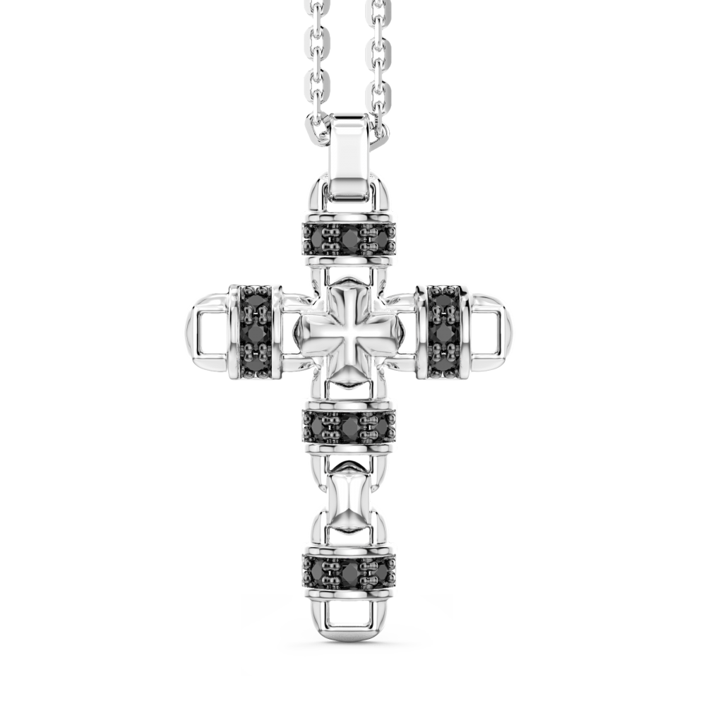 Zancan Collana Zancan in argento con pendente a croce e pietre naturali
