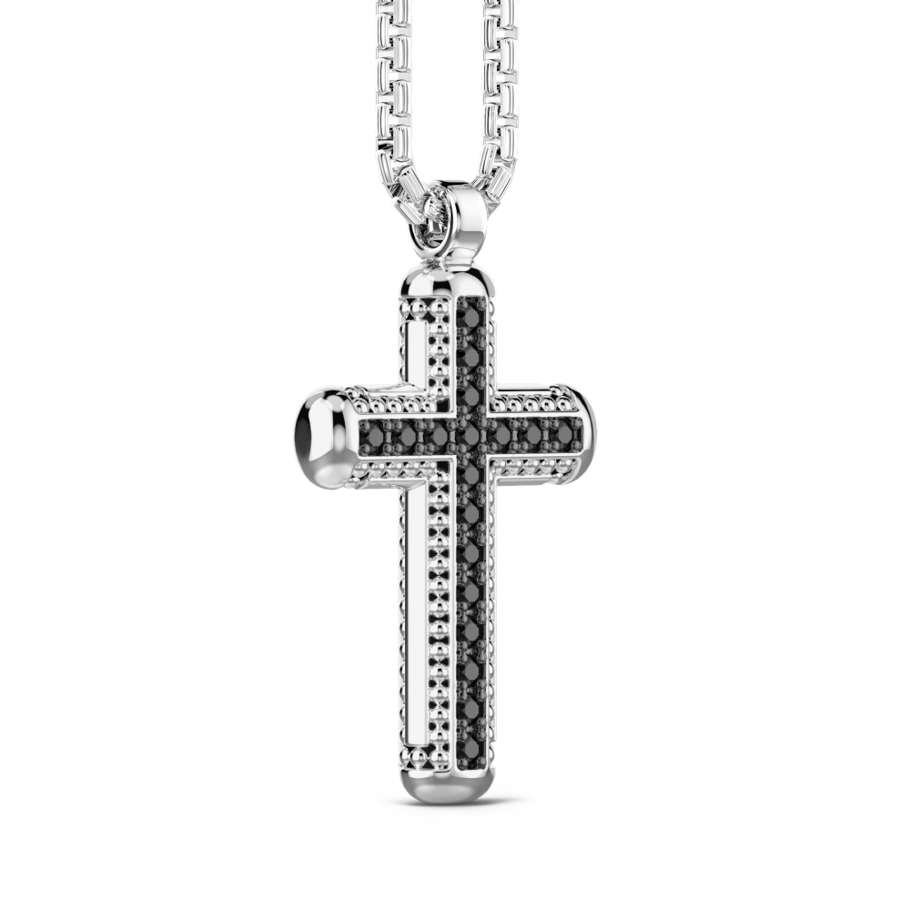 Zancan Collana Zancan In Argento Con Pendente A Croce E Pietre Nere