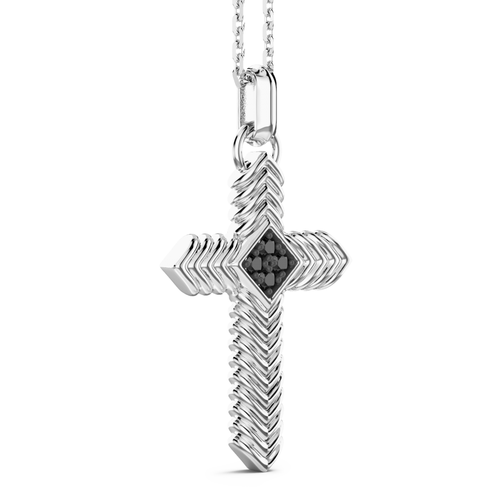 Zancan Collana Zancan In Argento Con Pendente A Croce E Pietre Nere