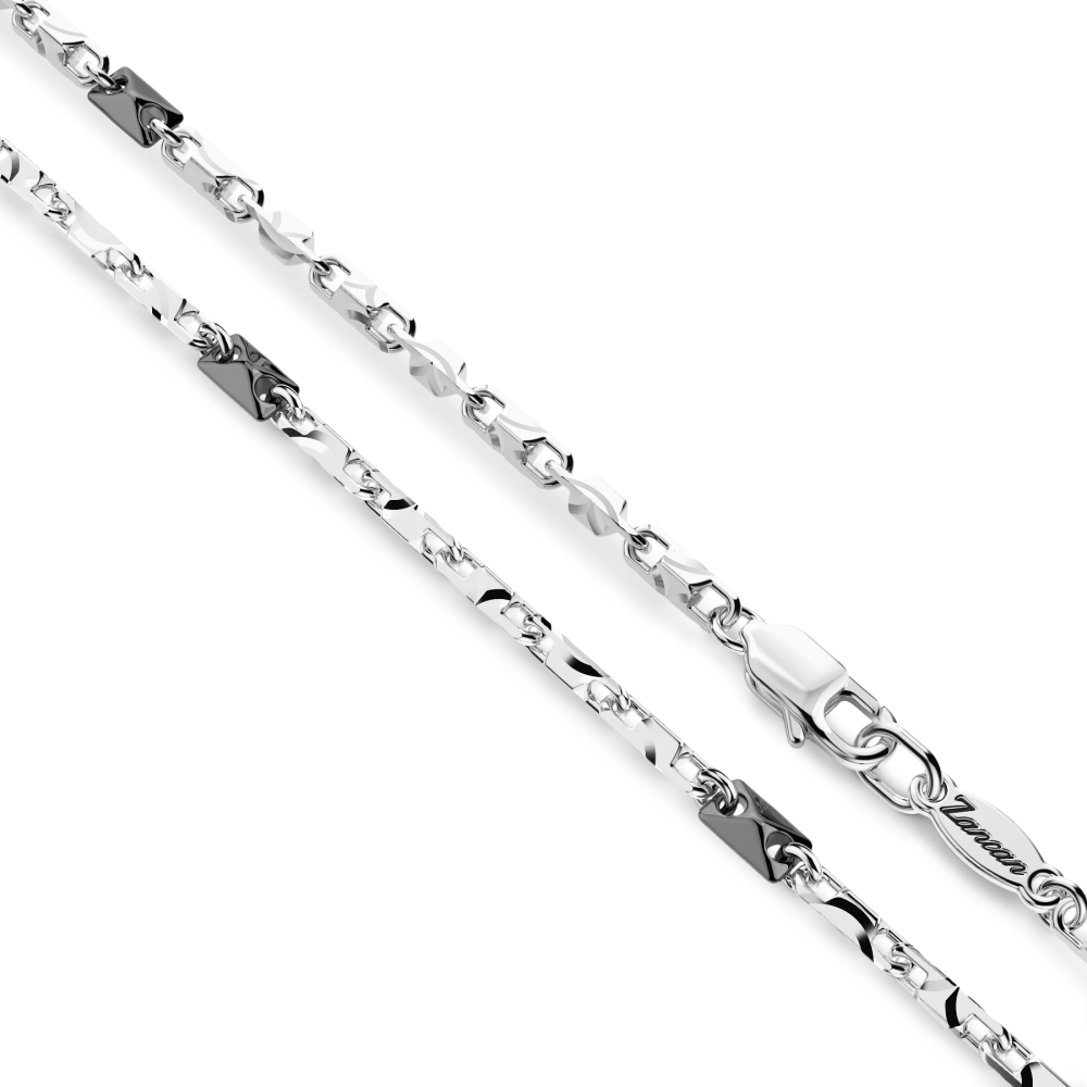 Zancan Collana Zancan In Argento Con Pendente A Croce E Pietre Nere