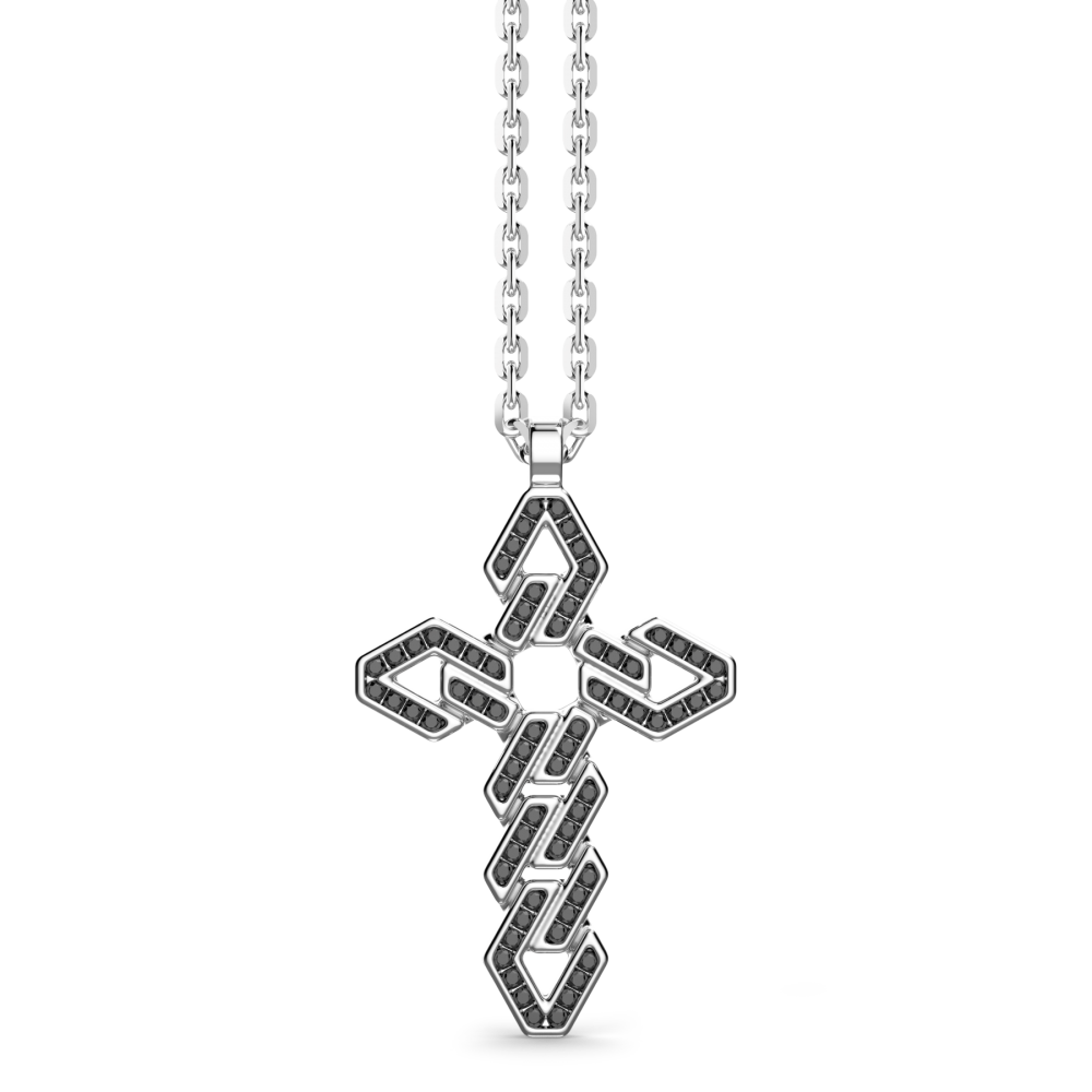 Zancan Collana Zancan In Argento Con Pendente A Croce E Pietre Nere