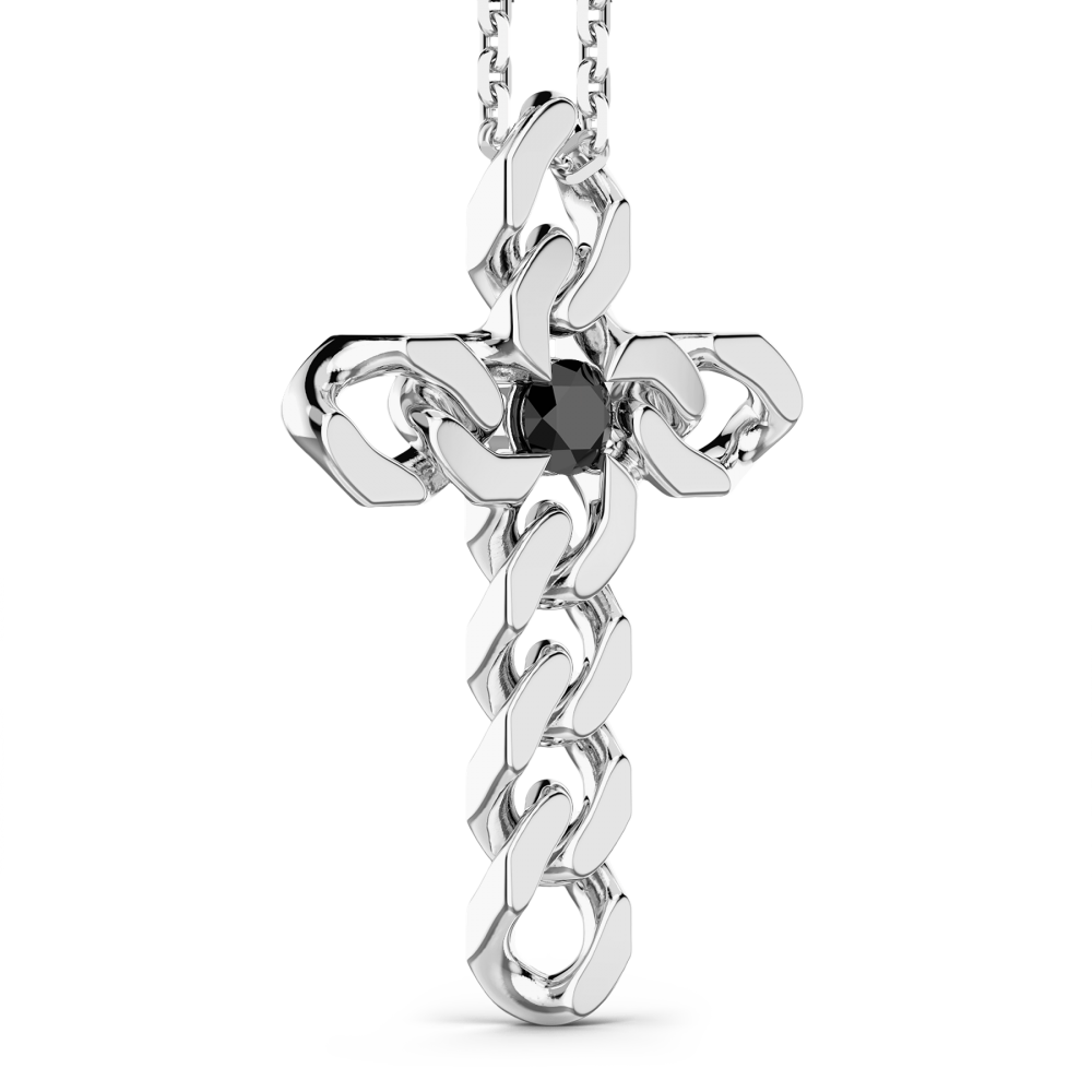 Zancan Collana Zancan In Argento Con Pendente A Croce E Pietre Nere