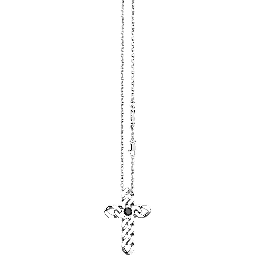 Zancan Collana Zancan In Argento Con Pendente A Croce E Pietre Nere