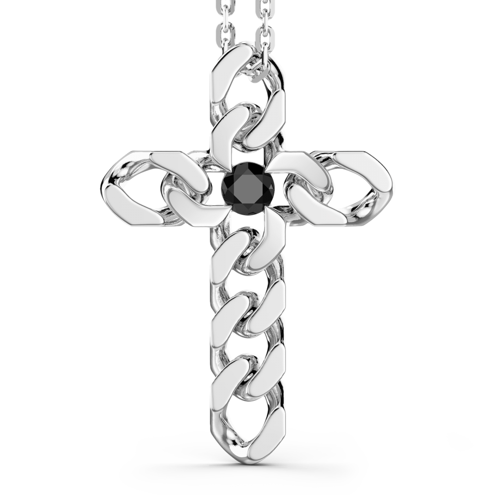 Zancan Collana Zancan in argento con pendente a croce e pietre nere