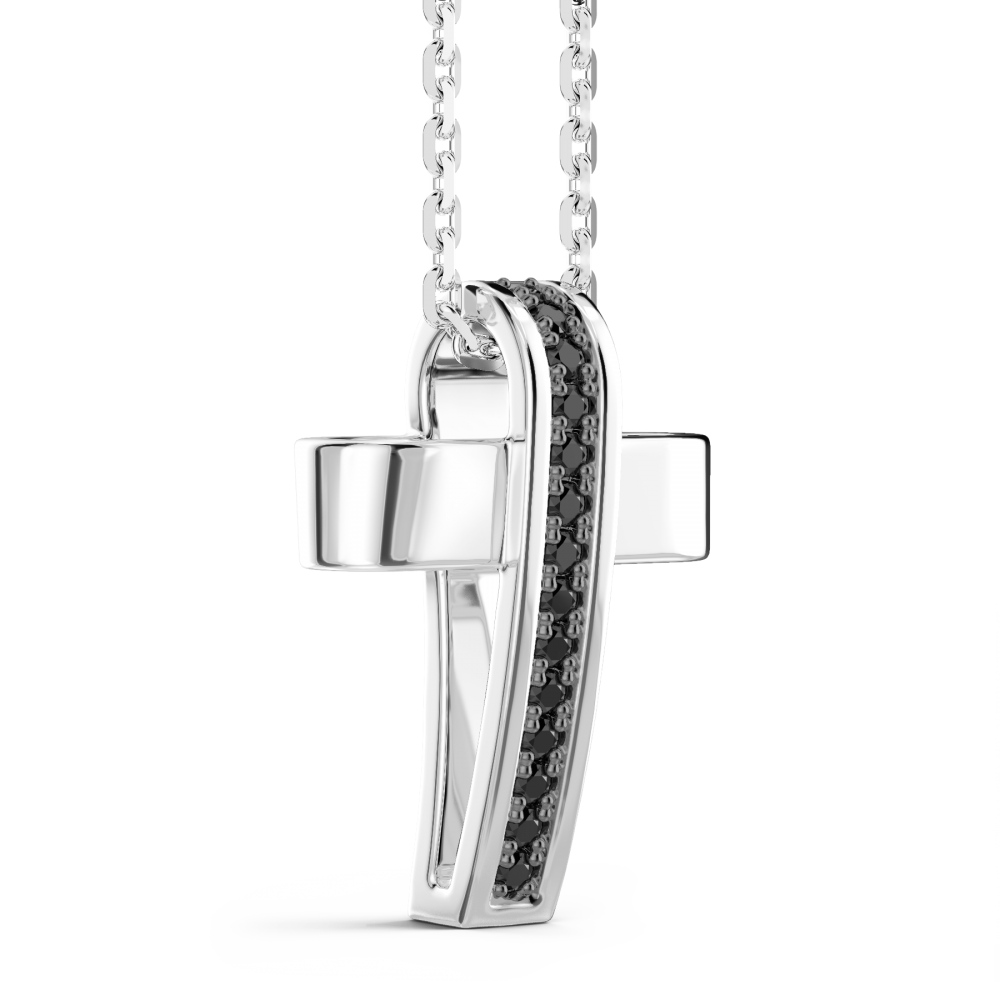 Zancan Collana Zancan In Argento Con Pendente A Croce E Pietre Nere