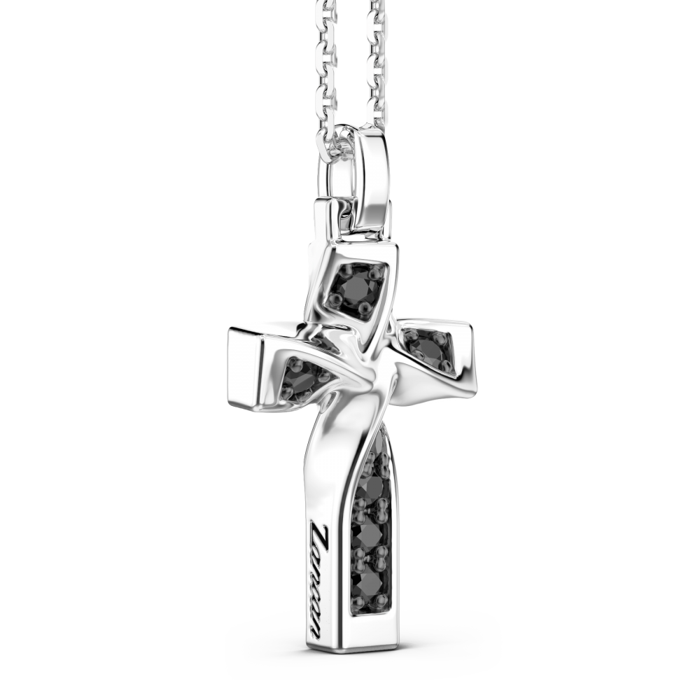 Zancan Collana Zancan In Argento Con Pendente A Croce E Spinelli Neri