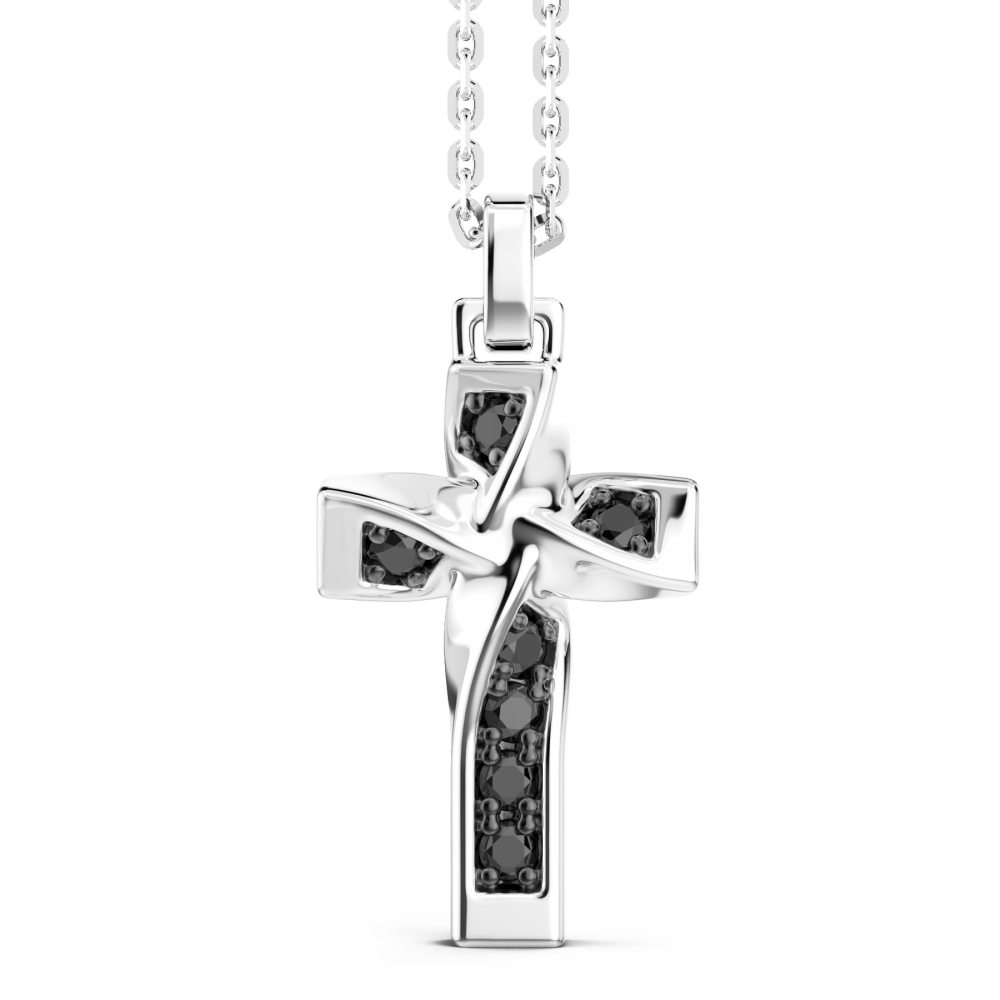 Zancan Collana Zancan in argento con pendente a croce e spinelli neri