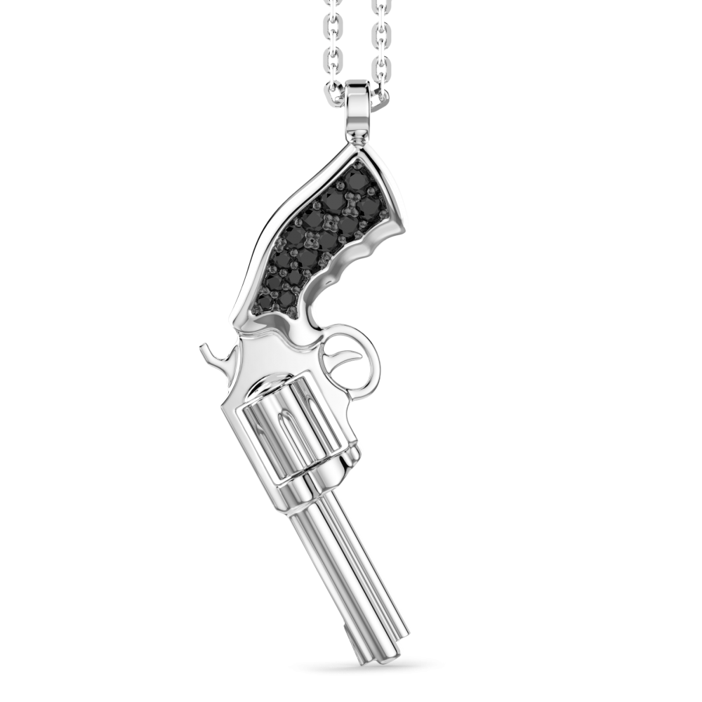Zancan Collana Zancan in argento con pendente a pistola in argento e pietre nere