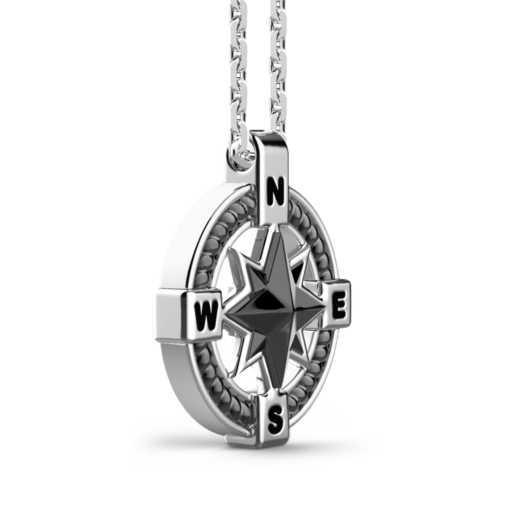 Zancan Collana Zancan In Argento Con Pendente A Rosa Dei Venti In Ceramica