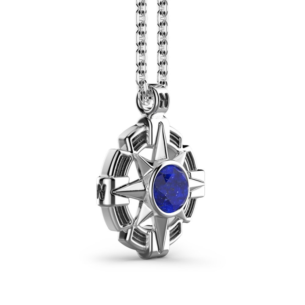Zancan Collana Zancan In Argento Con Pendente A Rosa Dei Venti E Pietra Blu
