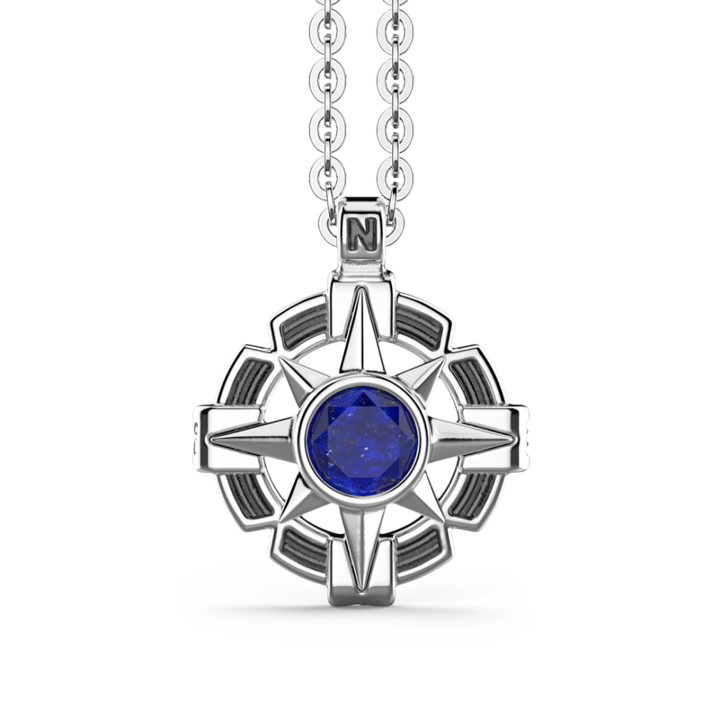 Zancan Collana Zancan in argento con pendente a rosa dei venti e pietra blu