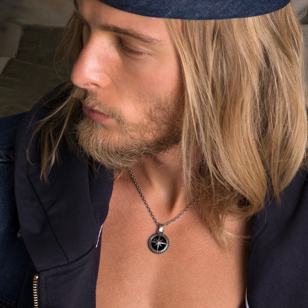 Zancan Collana Zancan In Argento Con Pendente A Rosa Dei Venti