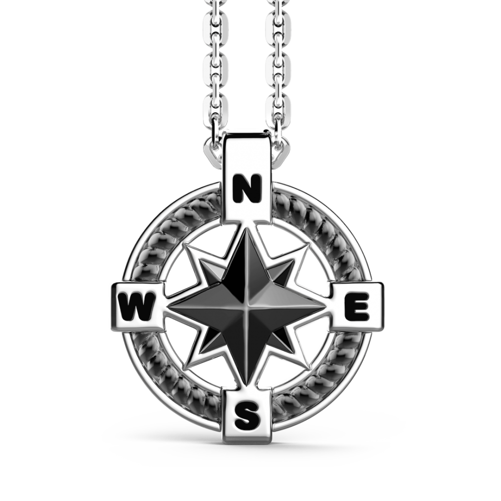 Zancan Collana Zancan in argento con pendente a rosa dei venti in ceramica