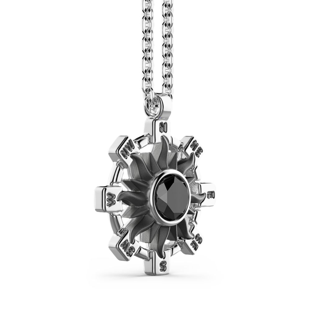 Zancan Collana Zancan In Argento Con Pendente A Sole E Pietra Nera