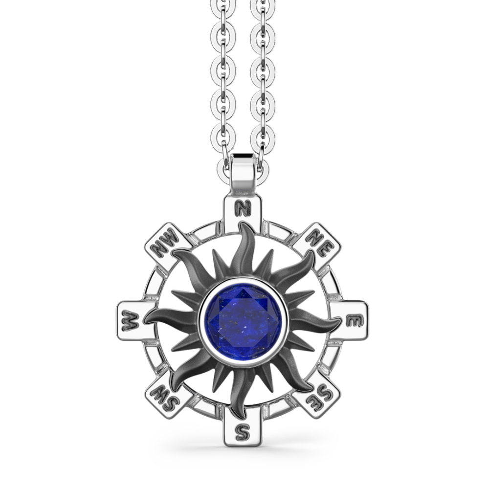 Zancan Collana Zancan in argento con pendente a sole e pietra blu